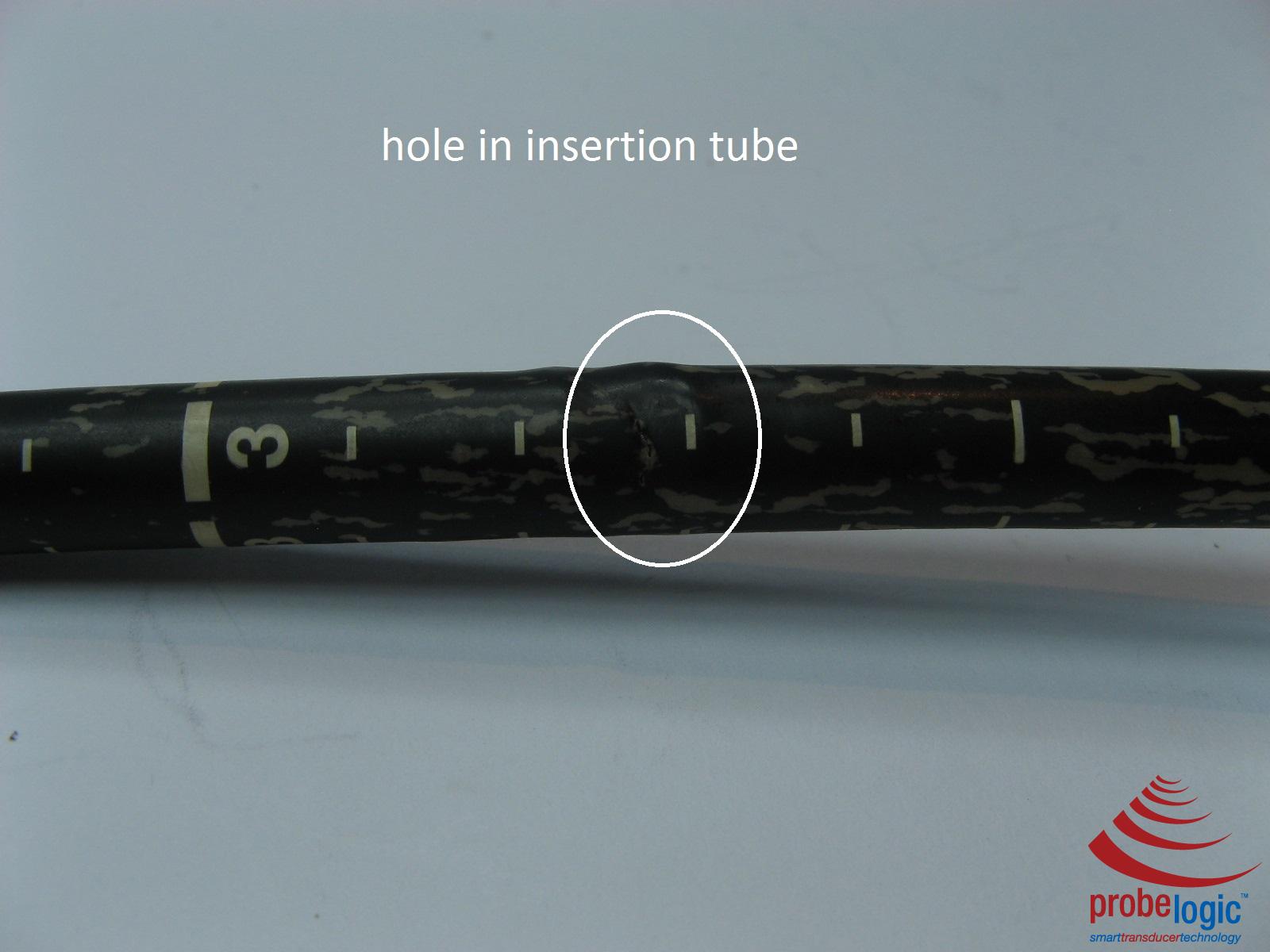 Before and after recoating and relabeling of a TEE insertion tube